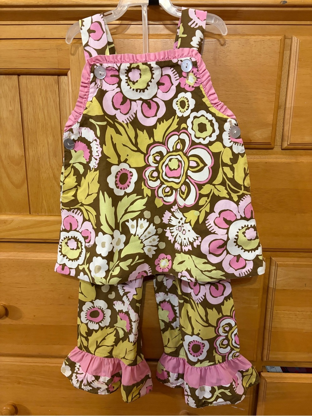 Blessed be the Name Girl's Two Piece Retro Floral Top & Pants Set Size 2T